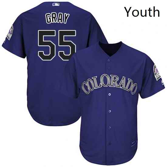 Youth Majestic Colorado Rockies 55 Jon Gray Authentic Purple Alternate 1 Cool Base MLB Jersey